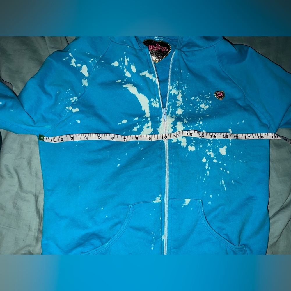 Primp Blue Bleach Splatter Ice Cream Hoodie ASO Jessica Simpson Rare Y2K - Picture 6 of 8